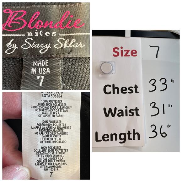 Blondie Nites by Stacey Sklar Black 2 Pc Rhinestone Retro Cocktail Party Dress 7 - Picture 8 of 8